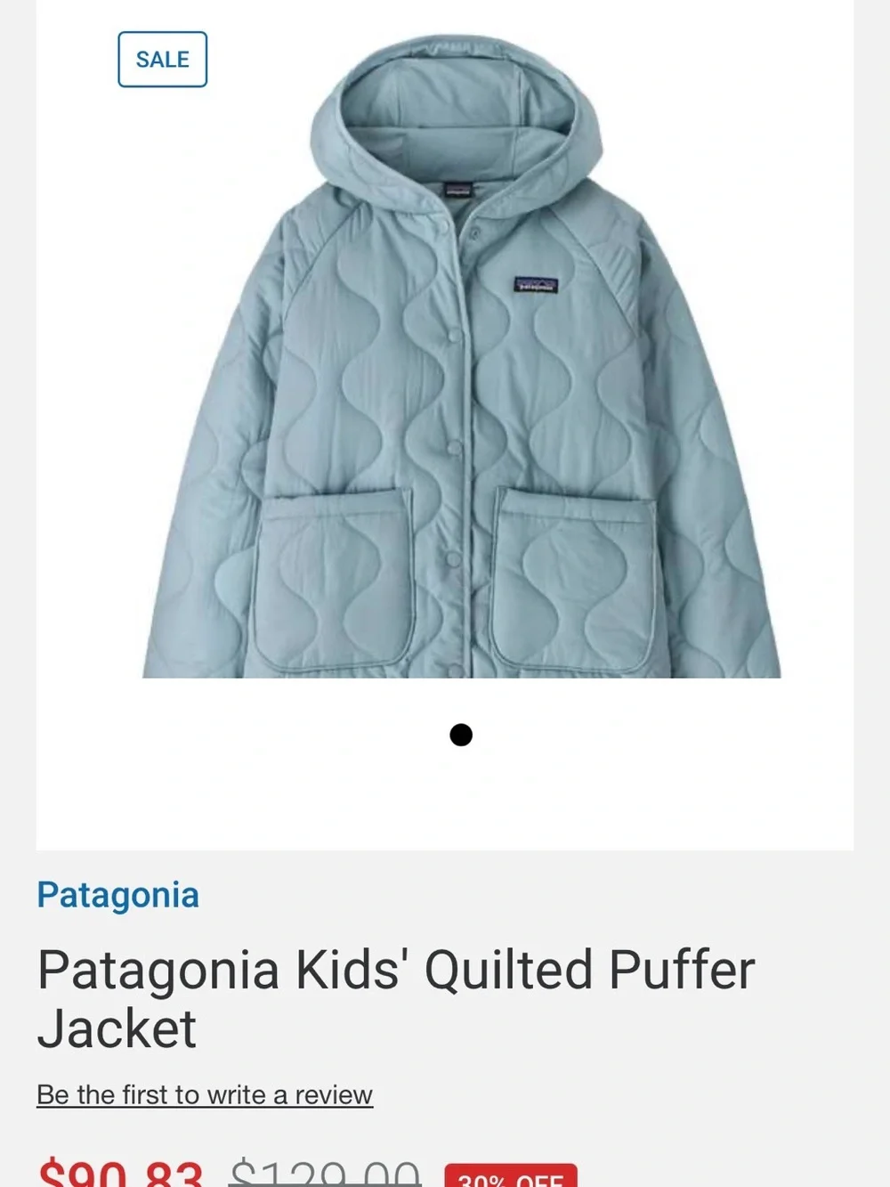 Patagonia Light Blue Quilted Kids Jacket with Hood